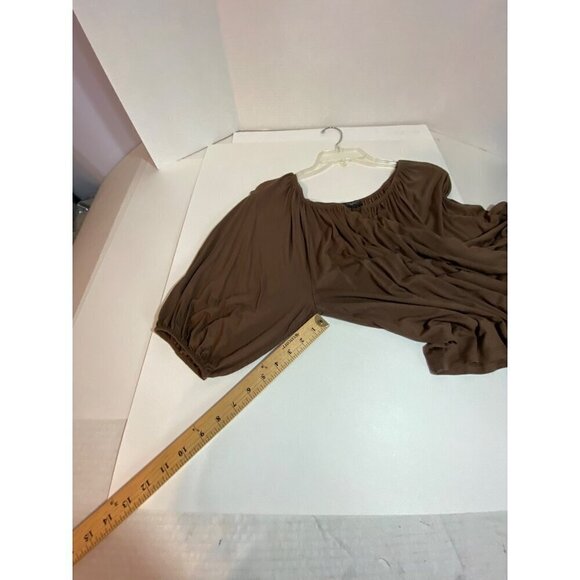 Talbot's Brown Knit Flowy Blouse Balloon Sleeve Scoop Neck Women's Small NWOT - Picture 9 of 9